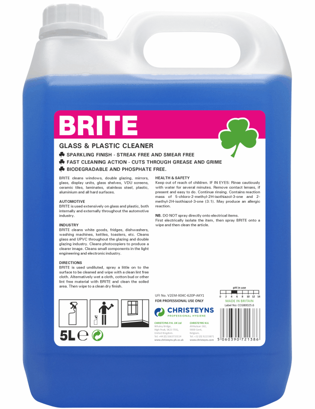 Brite Window, Mirror and Plastic Cleaner 5L