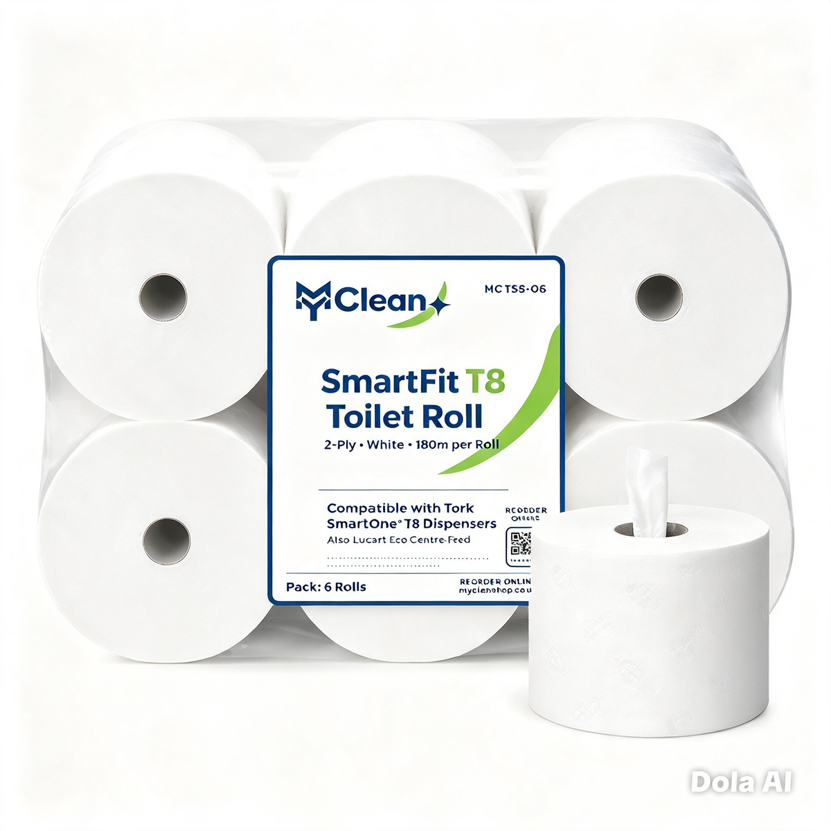 SmartFit T8 Toilet Rolls, Compatible with Tork Smart One Dispensers