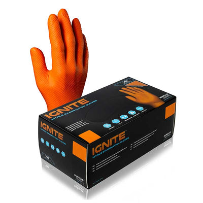 Aurelia Ignite Orange  Disposable Nitrile Examination Gloves Xtra Heavy Duty