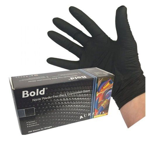 Bold Black Nitrile Gloves Heavy Duty